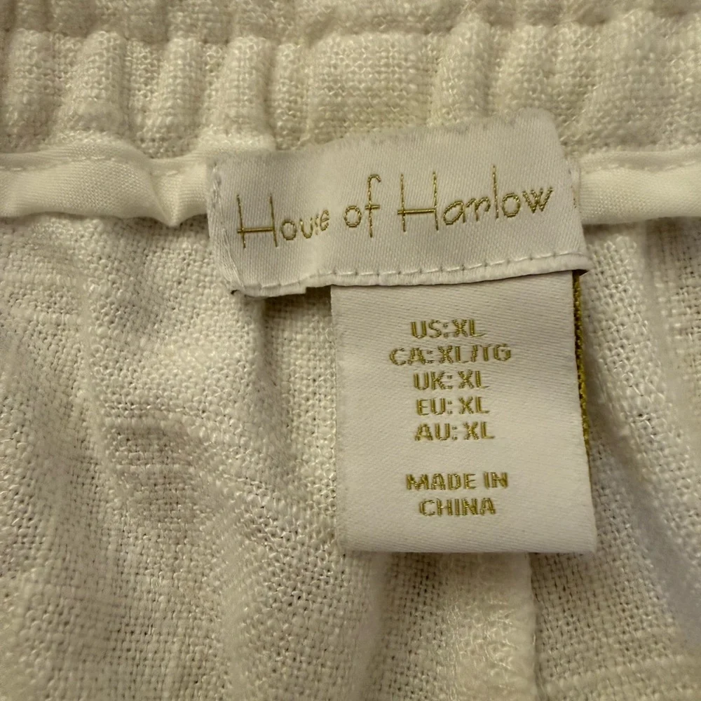 House of Harlow 1960 Linen Blend White Drawstring Shorts XL Beach Vacation - Picture 2 of 3
